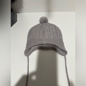 H&M Kids Gray Cable Knit Pom-Pom Hat